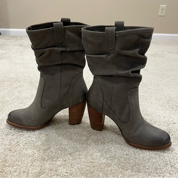 Ugg Australia Dayton Slouchy Gray Leather Mid Calf Heeled Boots Size 5 “NEW”, - Picture 15 of 16